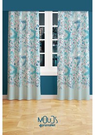 Resim Kış Dalları Desenli Süet Oturma Odası Salon Fon Perde Baskılı Ekstrafor Büzgü 2 Kanat Prd-1024 Çok Renkli 