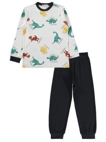 Resim Civil Boys Dinozor Baskılı 6-9 Yaş Pijama Takımı - Gri - Füme / 6-7 Yaş 