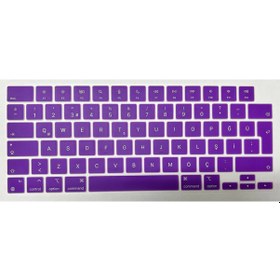 Resim Arabulalaca MacBook Uyumlu Air 15 A2941 Türkçe Klavye Koruyucu Mor 