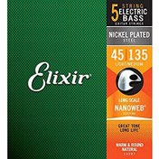 Resim Elixir 14207 Nanoweb Light Medium 5 Telli Bas Gitar Teli (45-135) 