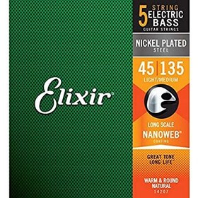 Resim Elixir 14207 Nanoweb Light Medium 5 Telli Bas Gitar Teli (45-135) 
