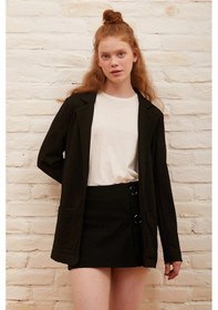 Resim Çift Cepli Önü Açık Blazer Ceket Siyah 