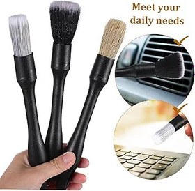 Resim ibasenice 1 Takım Araç Içi Detay Fırçası 3 Parçalı Set + 3 Yedek Fırça Başlığı Araçlar Için Detaylandırma Kitleri Araba Iç Detaylandırma Kiti Fırça Pet Plastiktir Aralık Fırçası Yorulmak 