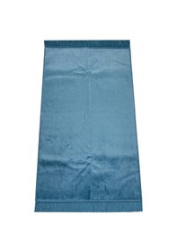 Resim Lüks Düz Desensiz Kadife Velür Seccade Mavi 