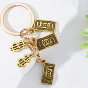 Resim Altın 100 Dolarlık Banknot Anahtarlık - Gerçekçi Para Tasarımı ile El Yapımı Alaşım Para Cüzdanı Kolye - Mükemmel Erkekler İçin Okula Dönüş Hediyesi, Şık Küçük Aksesuar, Anahtar Organizasyonu | Sembolik Anahtarlık | Altın Tonu 