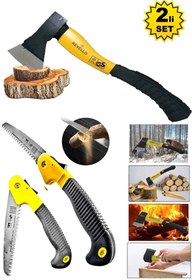 Resim MOONSHOP Fiber Saplı Balta Nacak Kamp Odun Kesme Katlanır Budama Testeresi El Testeresi... 