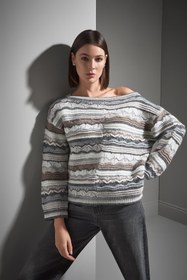 Resim Pul ve Sim Detaylı Ajurlu Multi Triko Kazak 