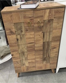 Resim Ahşap Ayakkabılık Panjur Kapak Meşe 4 Raflı Demonte 