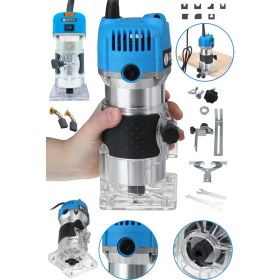 Resim Detroit Usa Powertools Itl-01 6 Kademe Devir Ayarlı Formika Traşlama Freze Makinesi 6 Mm-Mavi 