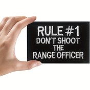 Resim Kural #1 Ranger Subayı Vurmayın - Siyah Beyaz Yazılı, Dayanıklı Arka Yüzeyli Kep, Çanta, Yelek, Ceket ve Üniformalar için Hook & Loop Yama, Ranger Aksesuarları, Kontrast Tasarım, Yüksek Kalite Nakış 