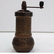Resim Antik Bakır Değirmen Osmanlı Motifli Karabiber Öğütücü 