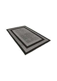 Resim Moretti Nordi Çerçeve Desenli Yıkanabilir Salon Mutfak Yolluk Siyah Dokuma Modern Halı 