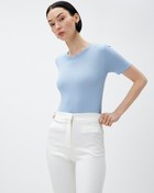 Resim Kısa Kollu Triko Kazak Bisiklet Yaka 