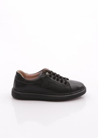 Resim Dgn Kadın Bağcıklı Düz Taban Sneaker Ayakkabı Hakiki Deri Siyah 26752623 
