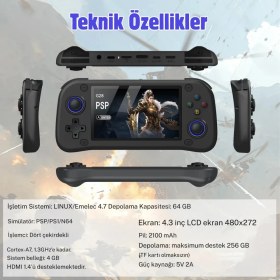 Resim YKK Store G28 Retro Game Console | 4.3” IPS Hd, 10.000 Oyun, 64GB, Uzun Ömürlü Batarya 