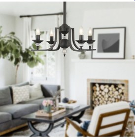 Resim Erza 4Lü Siyah Modern Sarkıt Yatak Odası Retro Salon Avize 