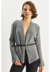 Resim Shade Kadın Kemer Detaylı Triko Hırka Th241084 60283691 - Antrasit 