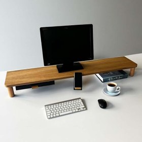 Resim Monitör yükseltici, Ekran yükseltici - Ahşap monitör standı - Desk shelf 