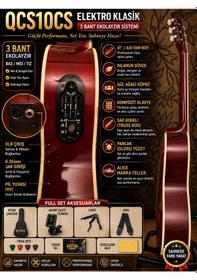 Resim Qcg10cs Elektro Klasik Gitar Ve Seti 3 Bant Ekolayzır Üst Seviye Sahne Performansı Full Aksesuar Hediye Yeni Ürün Natural 