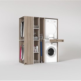 Resim Kenzlife Çamaşır-Kurutma Makinesi Dolabı Ve Giysi Dolabı Çekmeceli Attar Sol Crd 187 160 60 Banyo Çok Renkli 
