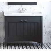Resim Denko Helena 100 Cm Mdf Füme Banyo Dolabı Alt Modül Ve Lavabo Füme 