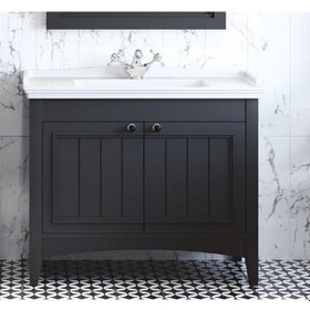 Resim Denko Helena 100 Cm Mdf Füme Banyo Dolabı Alt Modül Ve Lavabo Füme 