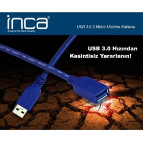 Resim Inca Usb To Usb 3.0 2m Uzatma Kablosu Iusb-020t 