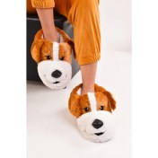 Resim ModaOnn Unisex Köpek Figürlü Peluş Panduf Ev Pandufu Ev Botu 