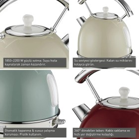 Resim Braventa Collection Berghoff Gem Retro 1, 7 L Su Isıtıcı - 2200 W, Paslanmaz Çelik Gövde | Mint Yeşil 
