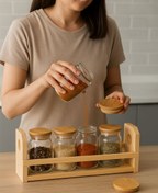 Resim Bambu Kapaklı 4'lü Standlı Baharatlık 