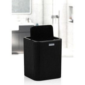 Resim 25 x 30 Mina Siyah Çizgili Kare Çöp Kovası Plastik Okyanus Home Siyah Tr 5 L Okyanus Mutfak Eşyalar 