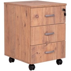 Resim Ofisbazaar 3 Çekmeceli Kilitli Tekerlekli Keson 60x45x40 Cm 18 Mm Suntalam - Atlantik Çam 
