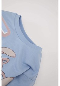 Resim DeFacto Kız Bebek Disney Lilo & Stitch Bisiklet Yaka Uzun Kollu Sweat Elbise D8439A524AUBE551 Mavi 