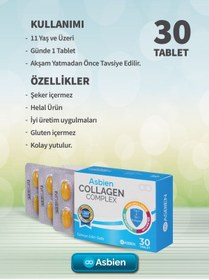 Resim ASBİEN Asbien Collagen Complex , Tip2 Tip1 Kolajen , Bromelain , Zerdeçal , Selenyum, Vitamin C Ve D3 