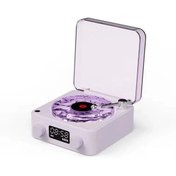 Resim Light up Waves Nostalji Plak Görünümlü Bluetooth Hoparlör 3d Ses Dalgası Retro Müzik Plak Mor 