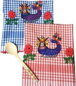 Resim Pınar 6788 9651 El Yapımı 2' li Şahmaran İşlemeli Nakışlı Koton Kurulama Bezleri 