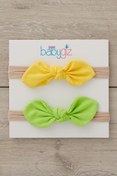 Resim Babygiz El Yapımı Yumuşak stil ince bağlamalı Doğal Pamuklu Penye 2'li Bebek Çocuk Kız Bandana Sarı Yeşil 