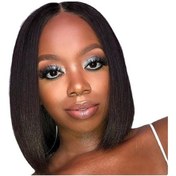 Resim Electric Yumuşak Kısa Bob Peruk, Doğal Görünüm, Uzunluk: 13,78 İnç, Kolay Takılabilir, Gündelik Ve Özel Günler İçin Siyah 