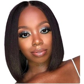 Resim Electric Yumuşak Kısa Bob Peruk, Doğal Görünüm, Uzunluk: 13,78 İnç, Kolay Takılabilir, Gündelik Ve Özel Günler İçin Siyah 