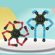 Resim 4 Adet Dönüştürülebilir Mecha Zincir Fidget Spinnerlar, Gençler İçin Plastik DIY Rahatlatıcı Bulmaca Oyuncakları, Çok Renkli Etkileşimli Jiroskoplar, Fidget Oyuncakları 