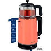 Resim Goldmaster GM-7375L Emirgan 2200 W Paslanmaz Çelik Sedef Pembe Çay Makinesi ve Su Isıtıcısı Goldmaster