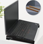 Resim Kişiye Özel Taşınabilir Ahşap Siyah Notebook Laptop Standı BK