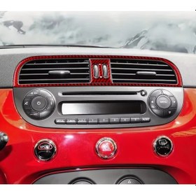 Resim Hightower Fiat 500 2008-2015 Ve Abarth 595 2012-2014 Kırmızı Karbon Fiber Konsol Hava Çıkışı Sticker 