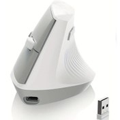 Resim Meridiangoods Ajazz I300 Beyaz Dikey Ergonomik 2.4g Bt Çift Kablosuz 1600 Dpı Şarj Edilebilir 84g Hafif Fare - 