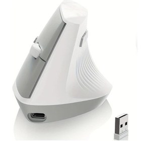 Resim Meridiangoods Ajazz I300 Beyaz Dikey Ergonomik 2.4g Bt Çift Kablosuz 1600 Dpı Şarj Edilebilir 84g Hafif Fare - 