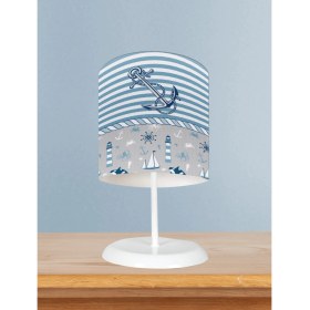 Resim Mekta Home Bebek ve Çocuk Odası Mavi Denizci Desenli Abajur 