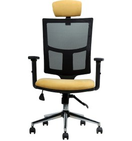 Resim H-8012 Fileli Makam Koltuğu Ofis Sandalyesi Bilgisayar Sandalyesi Çalışma Sandalyesi Fileli Sandalye Siyah-sarı 