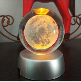 Resim Dolunay Ay Gezegen Işıklı 6 Cm Çapında Cam Kristal Küre Renkli 