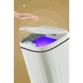 Resim Akıllı Teknolojik Sensörlü Çöp Kovası Işık Antibakteriyel Koku Geçirmez Ofis Banyo Mutfak 20L Uv 