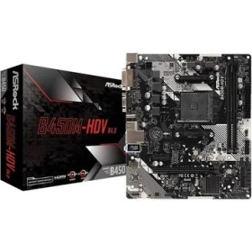 Resim Asrock B450M-HDV R4.0 Ddr4 HDMI DVI Pcıe 16X V4.0 Am4 Matx 